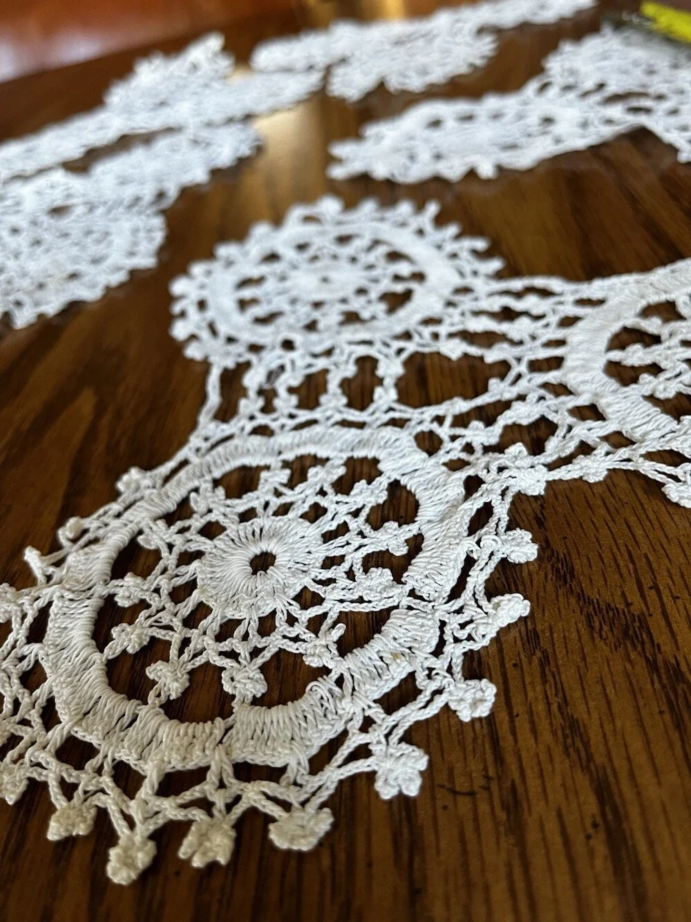 VTG Lot Of 6 Crochet Off White 4” Round Cotton Doily Cottage Granny Table Scarf
